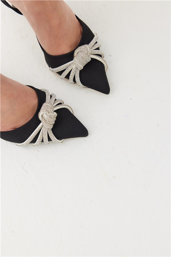 Fiore Kadın Topuklu Ayakkabı Siyah Saten