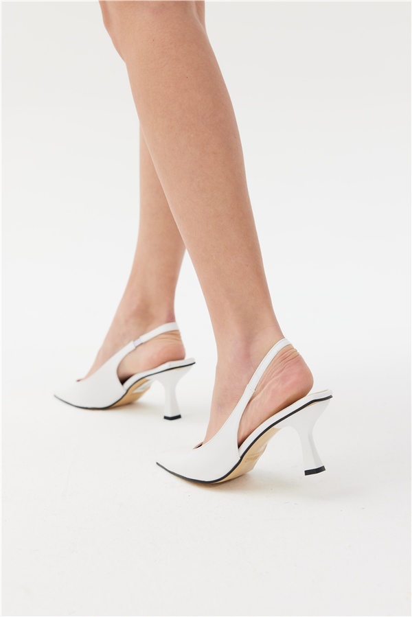 Lizbon Kadın Topuklu Ayakkabı Beyaz Deri