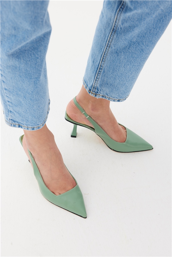 Lizbon Kadın Topuklu Ayakkabı Mint Deri
