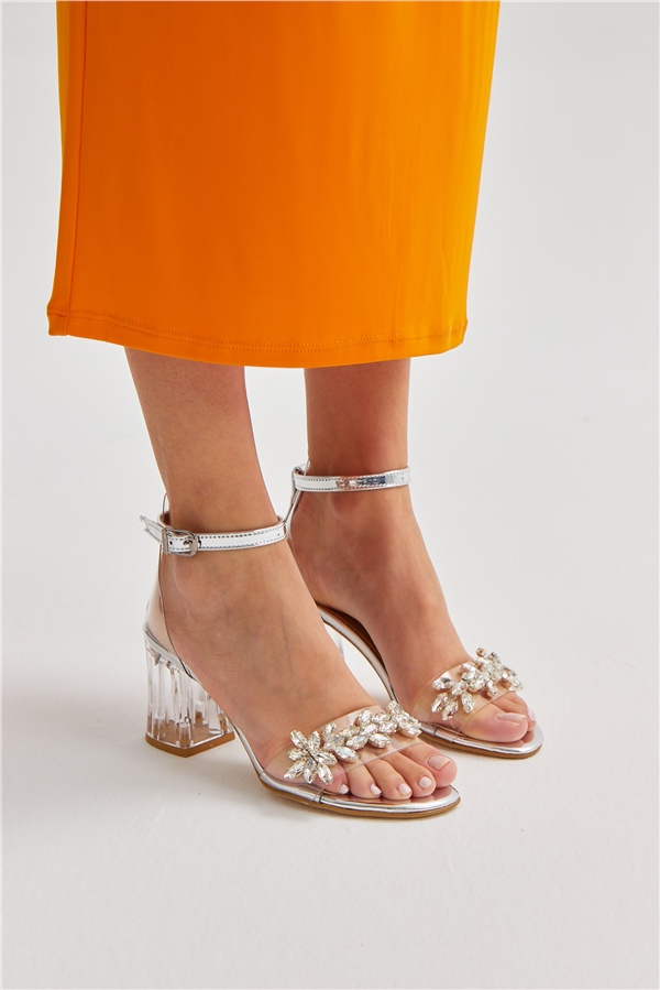 Sare Kadın Topuklu Ayakkabı Gümüş